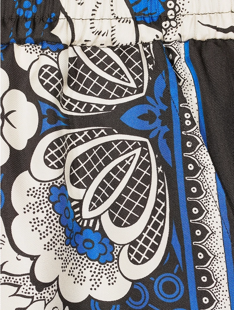 Silk Shorts Floral Bandana Print