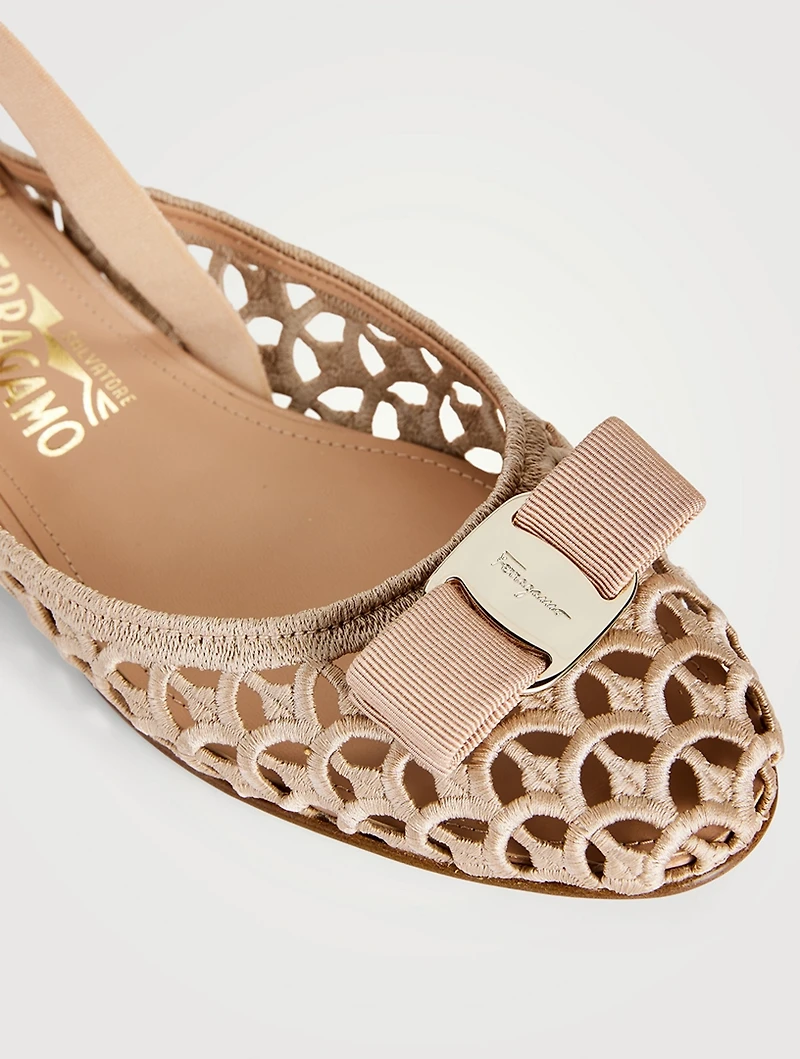 Vara Bow Macramé Slingback Flats