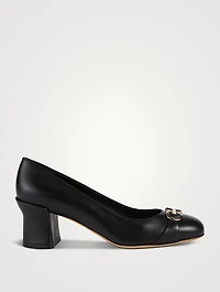 Double Gancini Leather Pumps