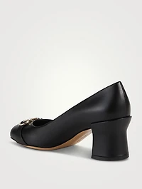 Double Gancini Leather Pumps