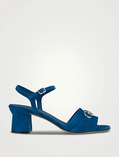 Double Gancini Suede Sandals