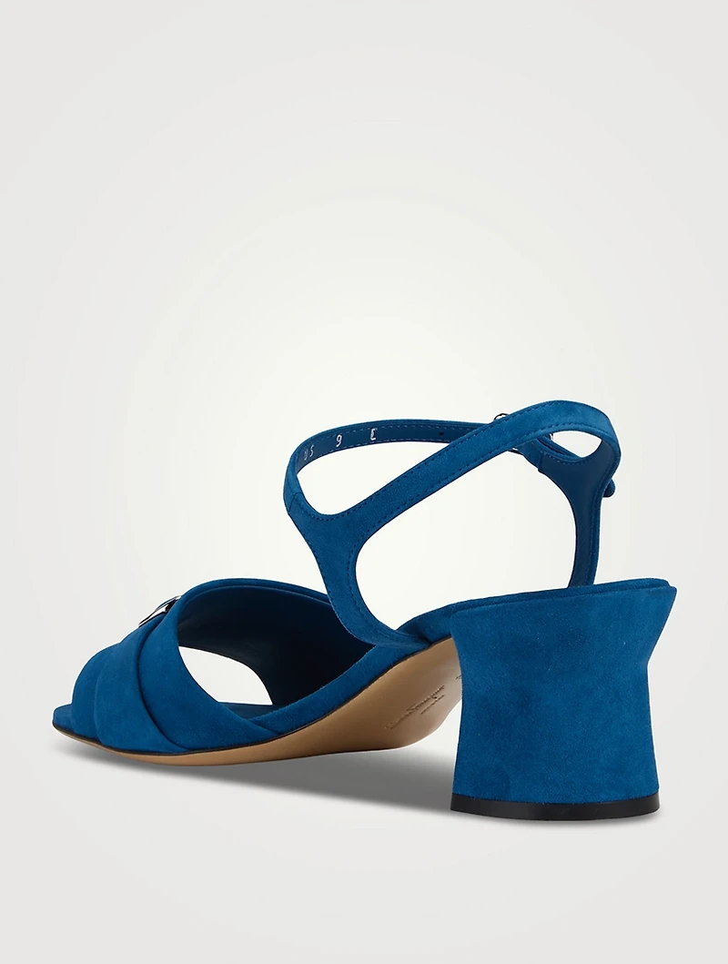Double Gancini Suede Sandals