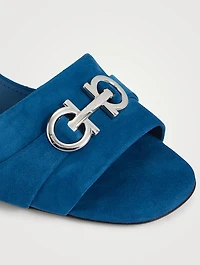 Double Gancini Suede Sandals