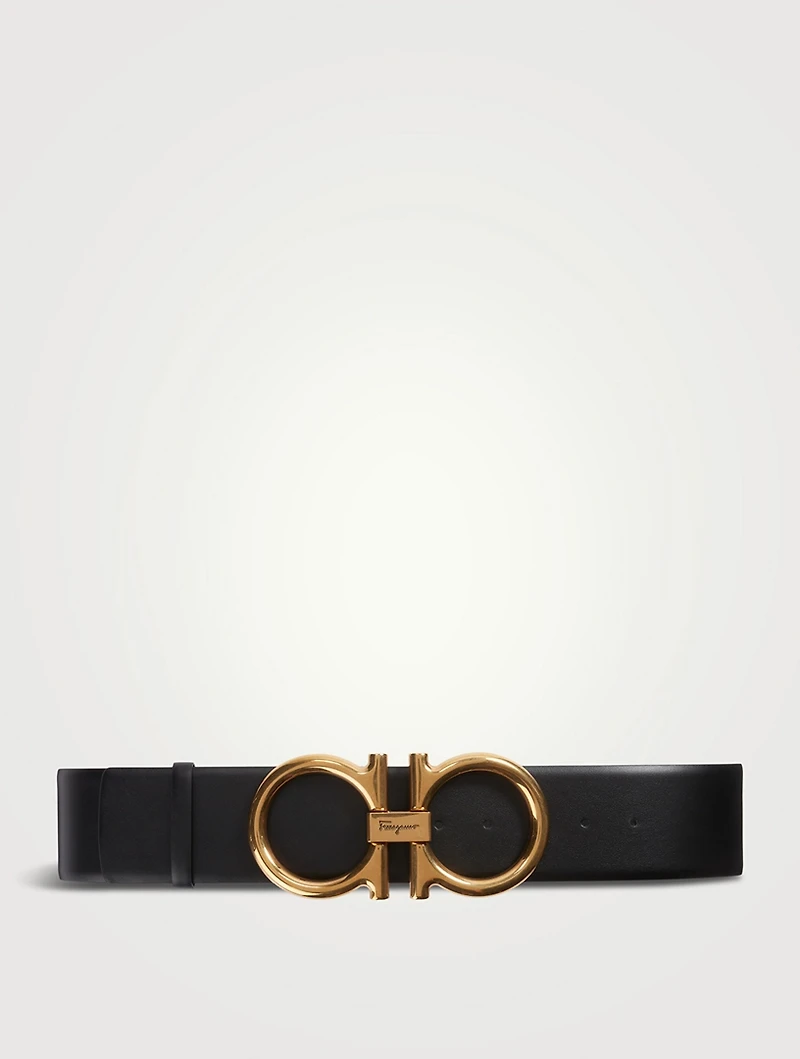 Wide Leather Gancini Belt