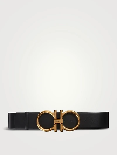 Wide Leather Gancini Belt