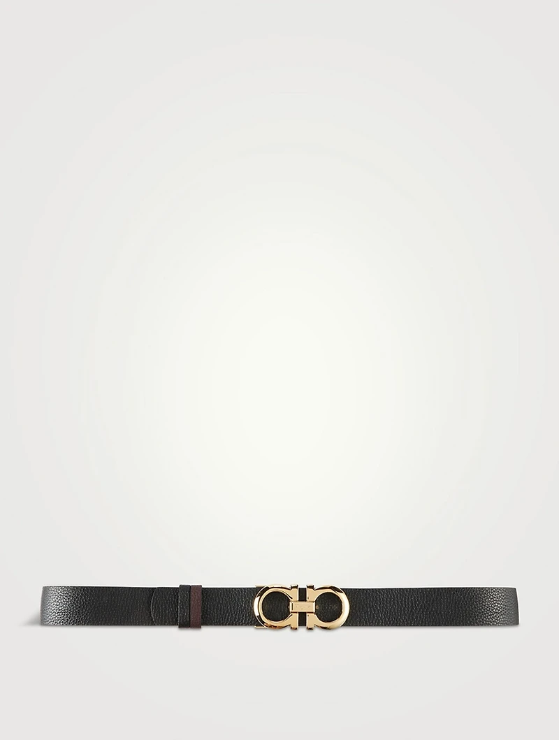 Reversible And Adjustable Gancini Leather Belt