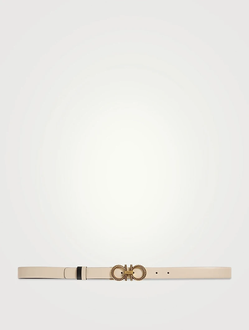 Reversible And Adjustable Twisted Gancini Leather Belt