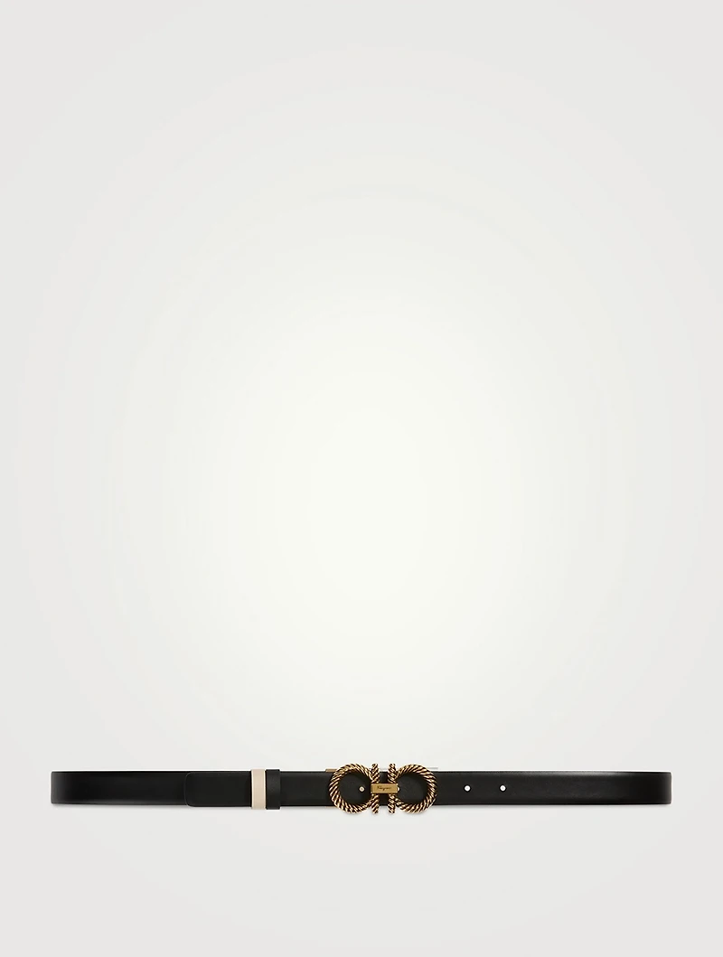 Reversible And Adjustable Twisted Gancini Leather Belt