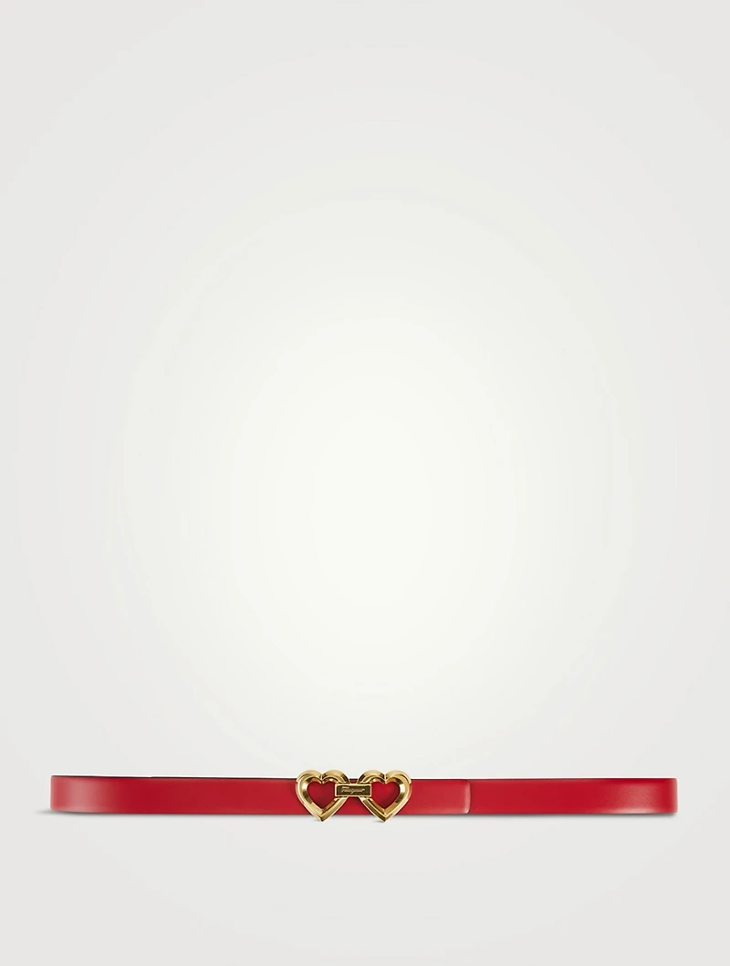 Reversible And Adjustable Heart Buckle Leather Belt