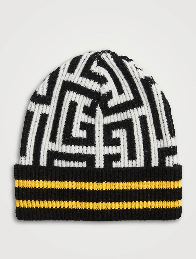 Wool And Cashmere Embroidered Beanie With Monogram