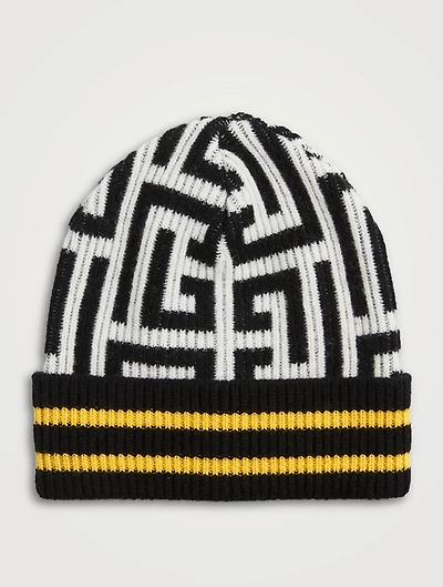 Wool And Cashmere Embroidered Beanie With Monogram