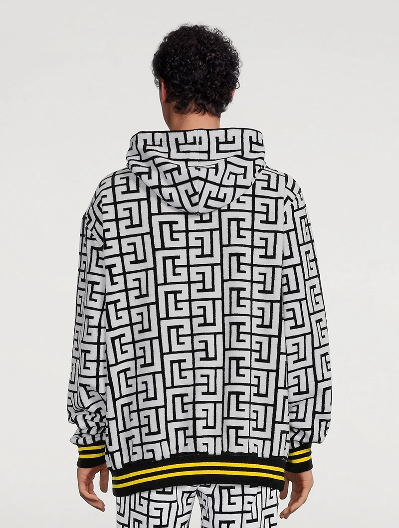 Wool-Blend Velvet Hoodie With Large Monogram