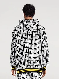 Wool-Blend Velvet Hoodie With Large Monogram