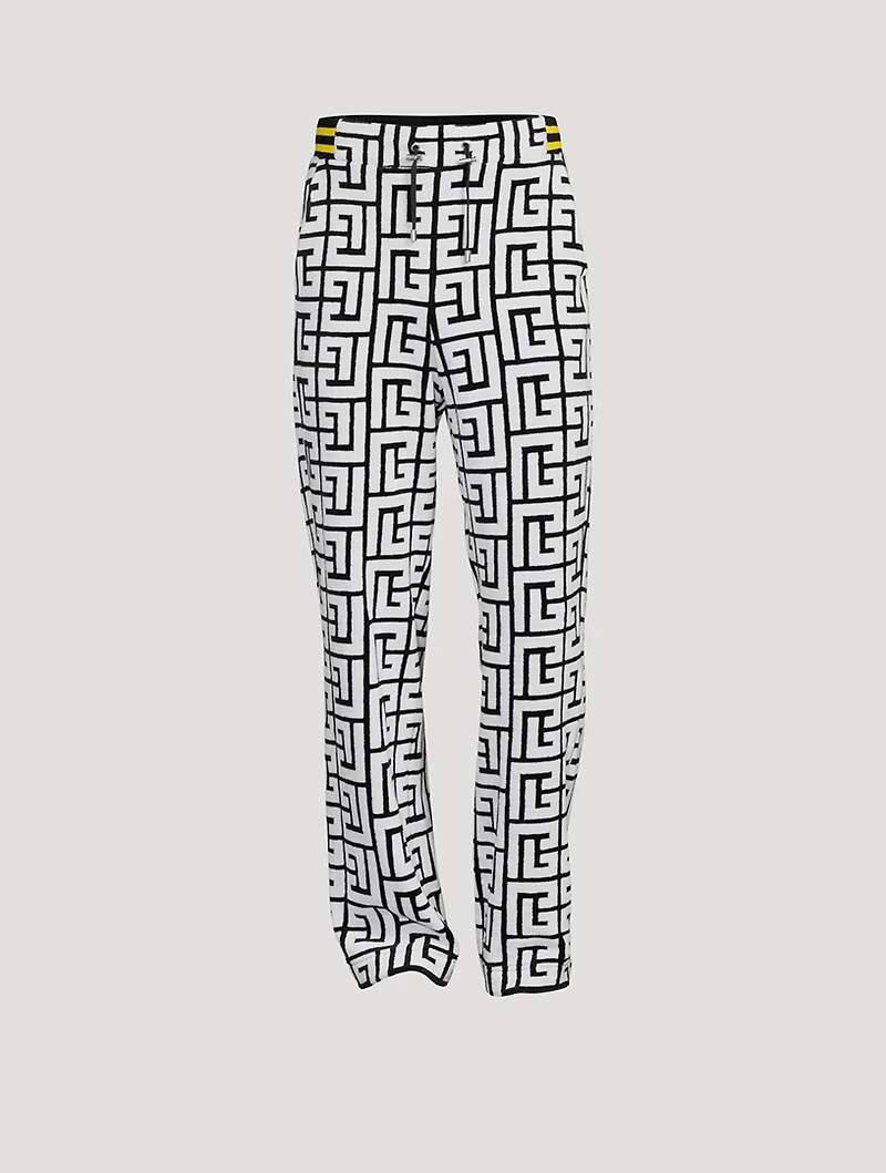 Wool-Blend Velvet Pants With Large Monogram