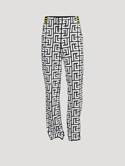 Wool-Blend Velvet Pants With Large Monogram