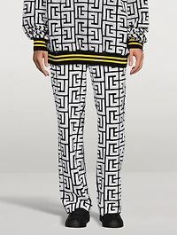 Wool-Blend Velvet Pants With Large Monogram