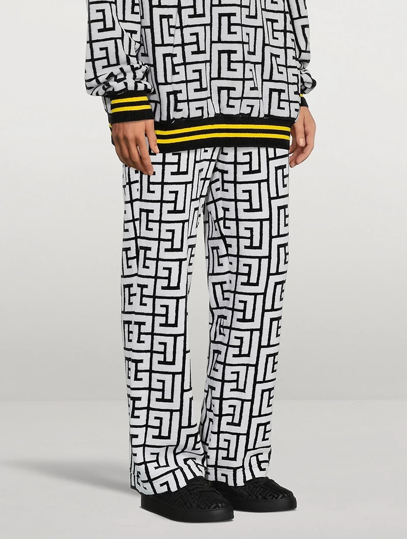 Wool-Blend Velvet Pants With Large Monogram