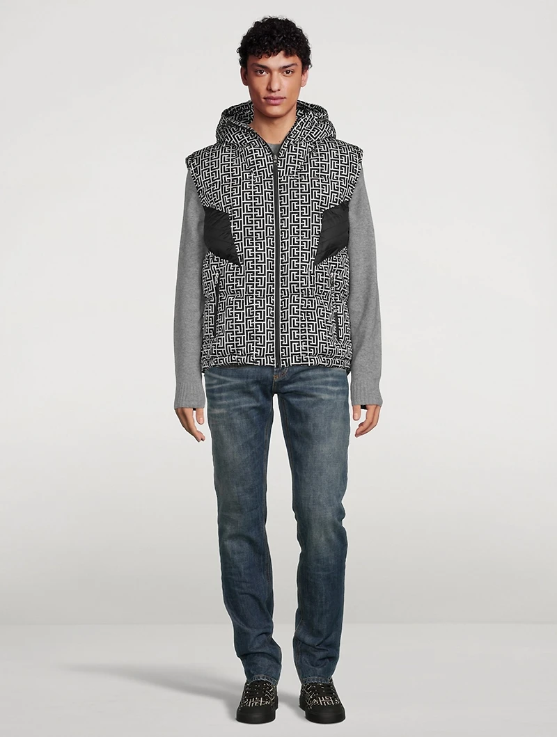 Nylon Quilted Vest Maxi Monogram Print