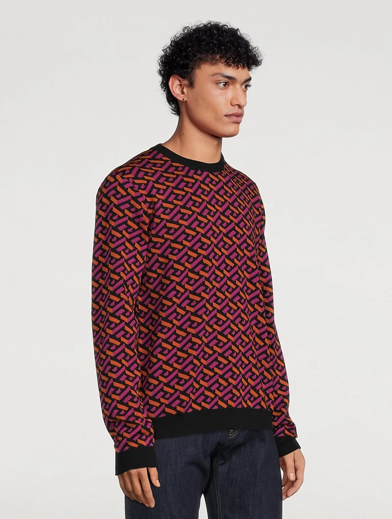 Greca Wool Jacquard Sweater