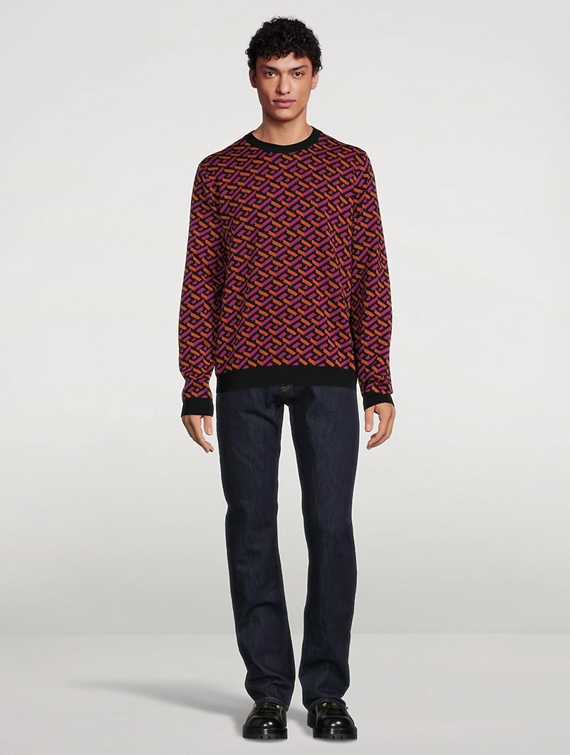 Greca Wool Jacquard Sweater