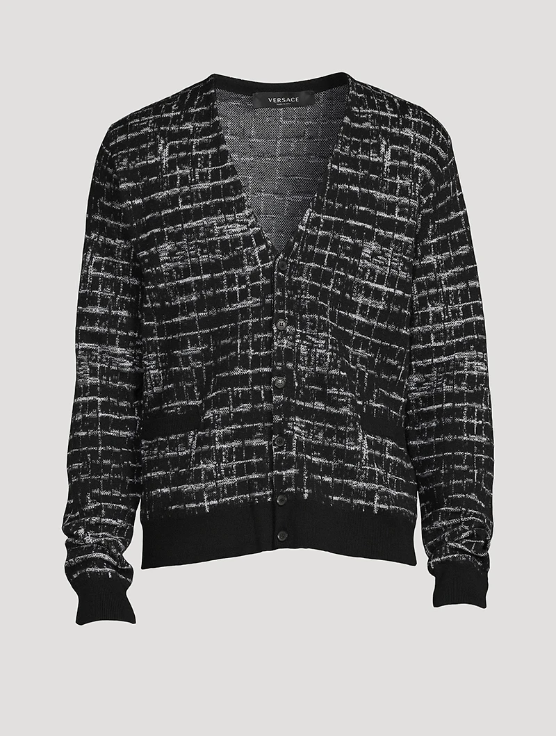 Wool Checked Cardigan