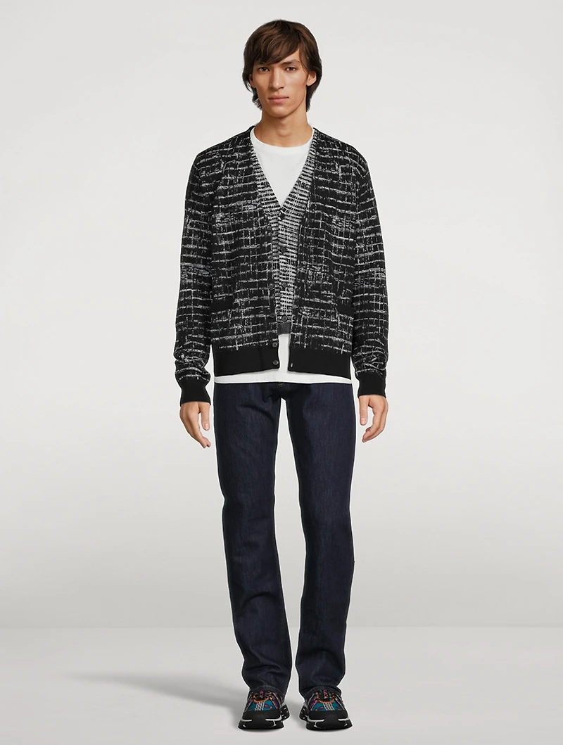 Wool Checked Cardigan