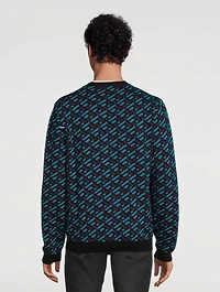 Greca Wool Jacquard Cardigan
