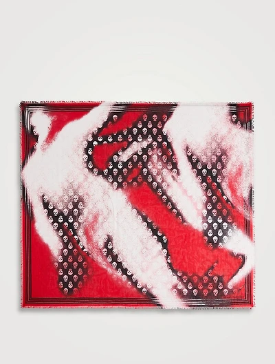 Silk Biker Skull Scarf In Spore Print