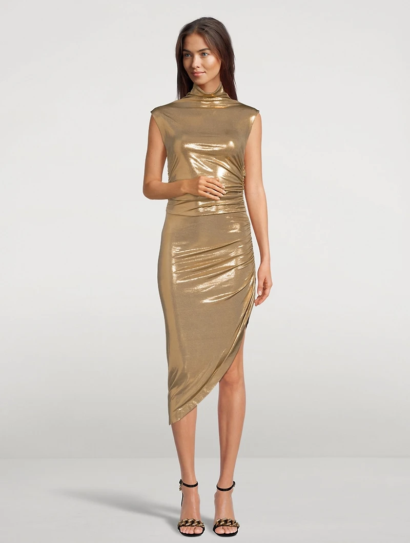 Turtleneck Lamé Dress