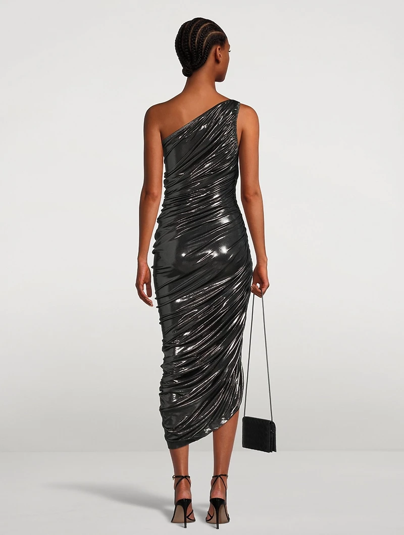 Diana One-Shoulder Lamé Gown