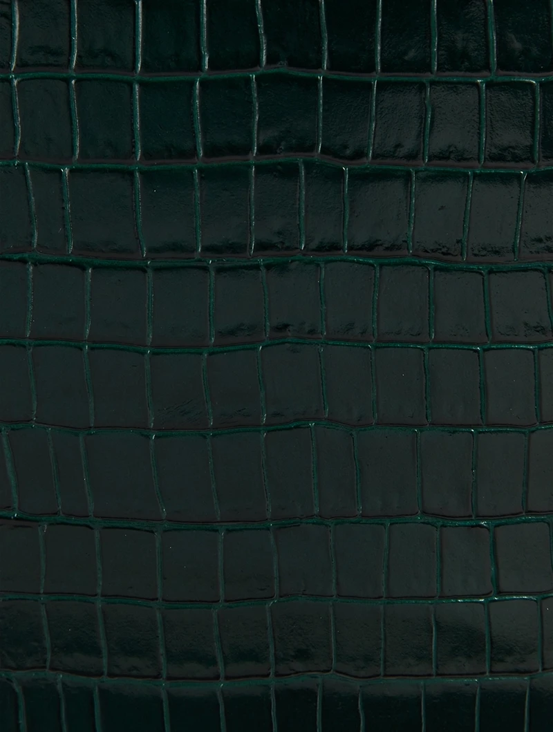 Glossy Leather Sling Backpack In Croc Print