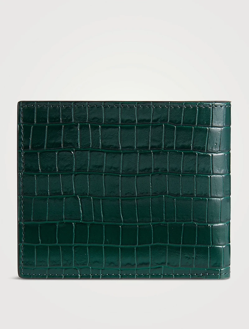 Glossy Leather Bifold Wallet In Croc Print