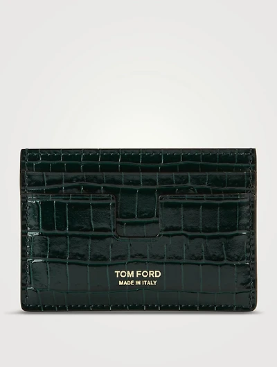 Glossy Card Holder In Croc Print