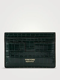 Glossy Card Holder In Croc Print