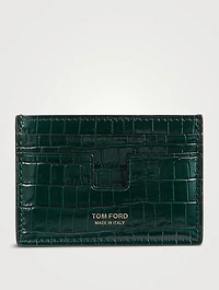 Glossy Money Clip Card Case In Croc Print