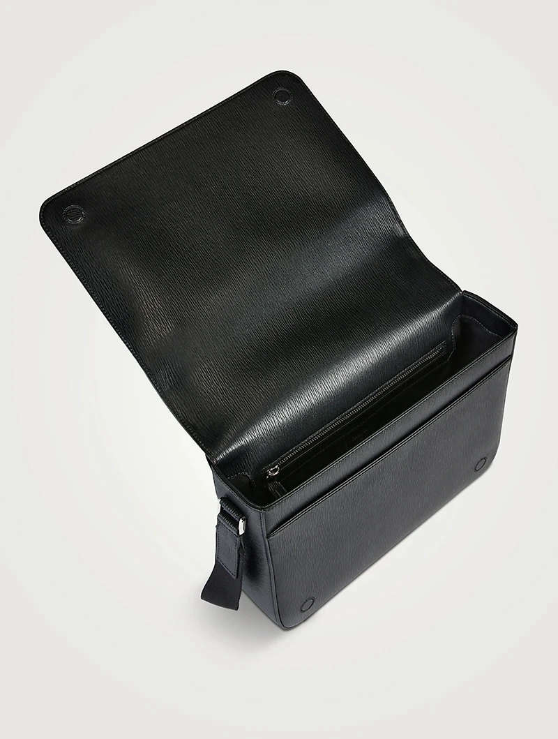 Gancini Leather Messenger Bag