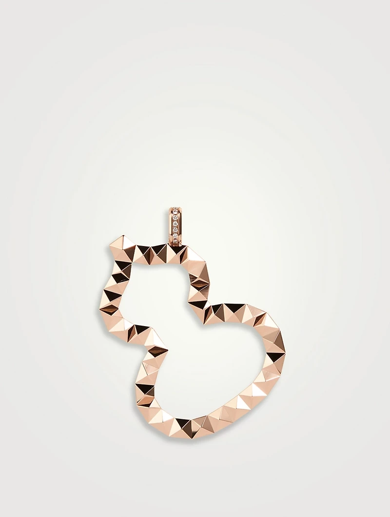 Large Wulu 18K Rose Gold Wave Pendant With Diamonds
