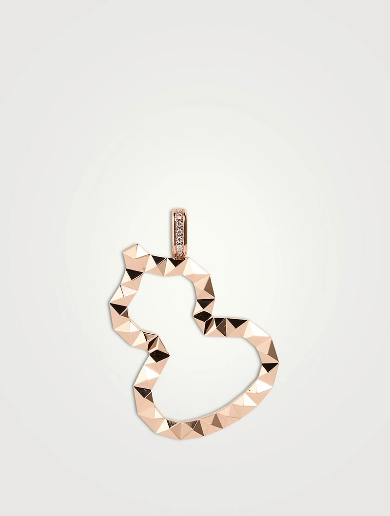 Medium Wulu 18K Rose Gold Wave Pendant With Diamonds