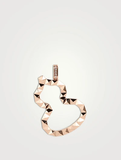 Medium Wulu 18K Rose Gold Wave Pendant With Diamonds