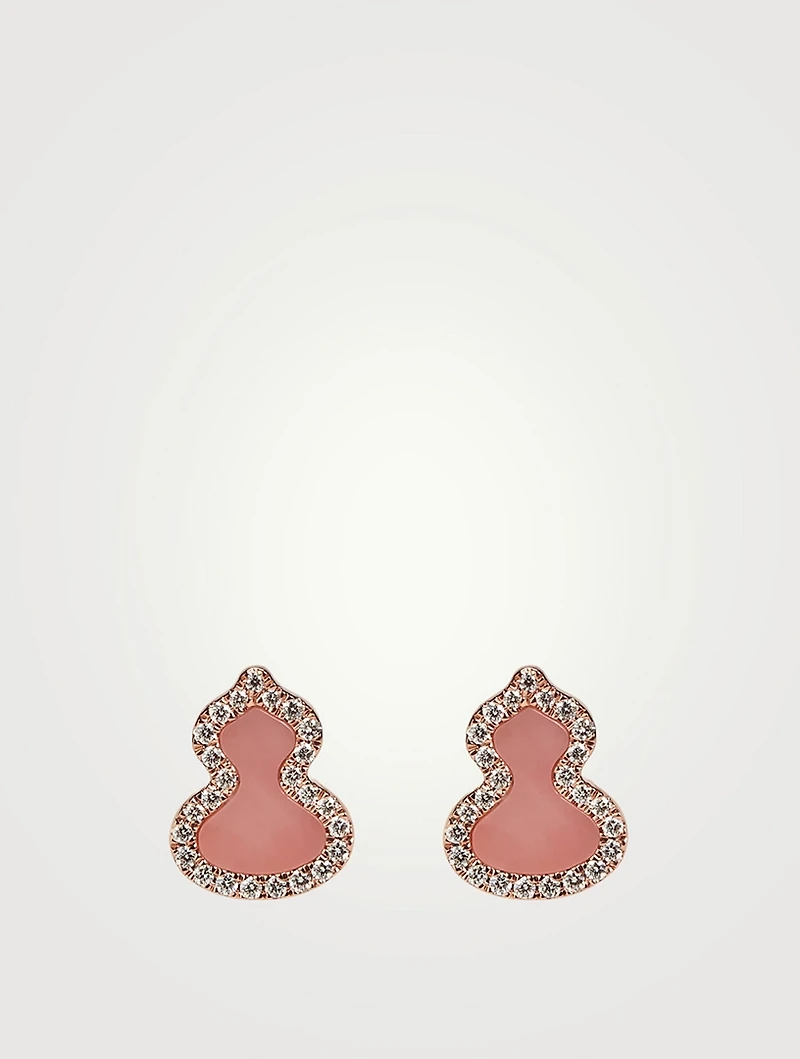 Wulu 18K Rose Gold Earrings With Pink Opal And Diamonds