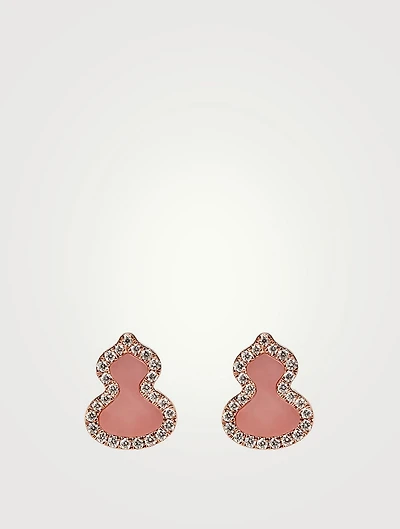 Wulu 18K Rose Gold Earrings With Pink Opal And Diamonds