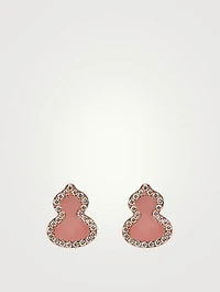 Wulu 18K Rose Gold Earrings With Pink Opal And Diamonds