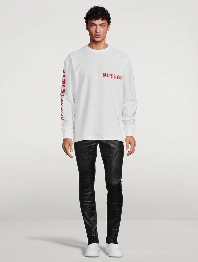 Patent Film Slim-Fit Pants