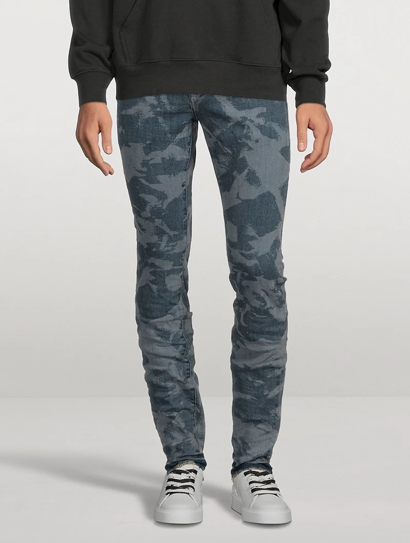 Laser Wrinkled Indigo Slim-Fit Jeans