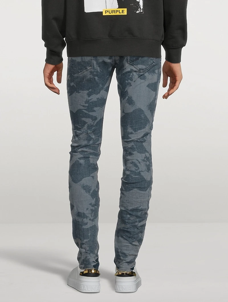 Laser Wrinkled Indigo Slim-Fit Jeans