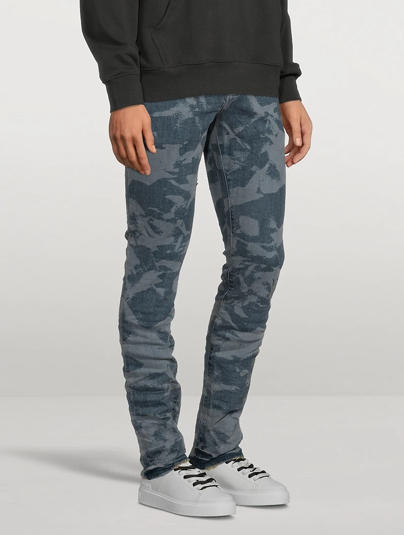 Laser Wrinkled Indigo Slim-Fit Jeans