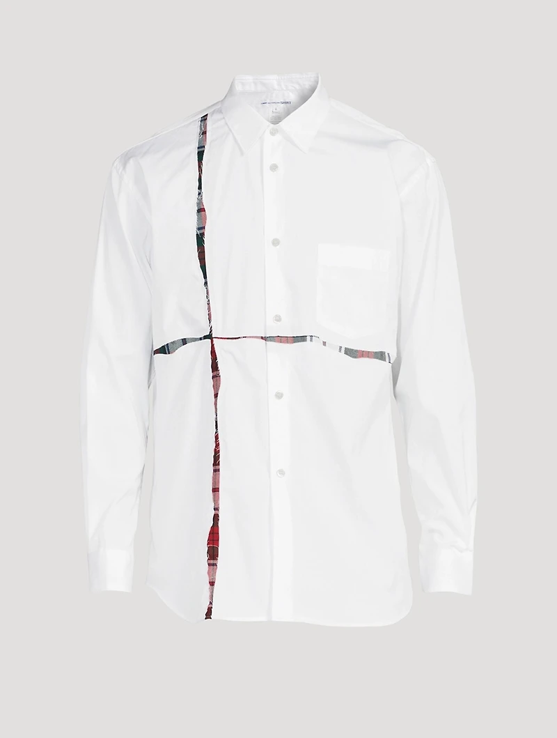 Cotton Shirt With Tartan Inlay