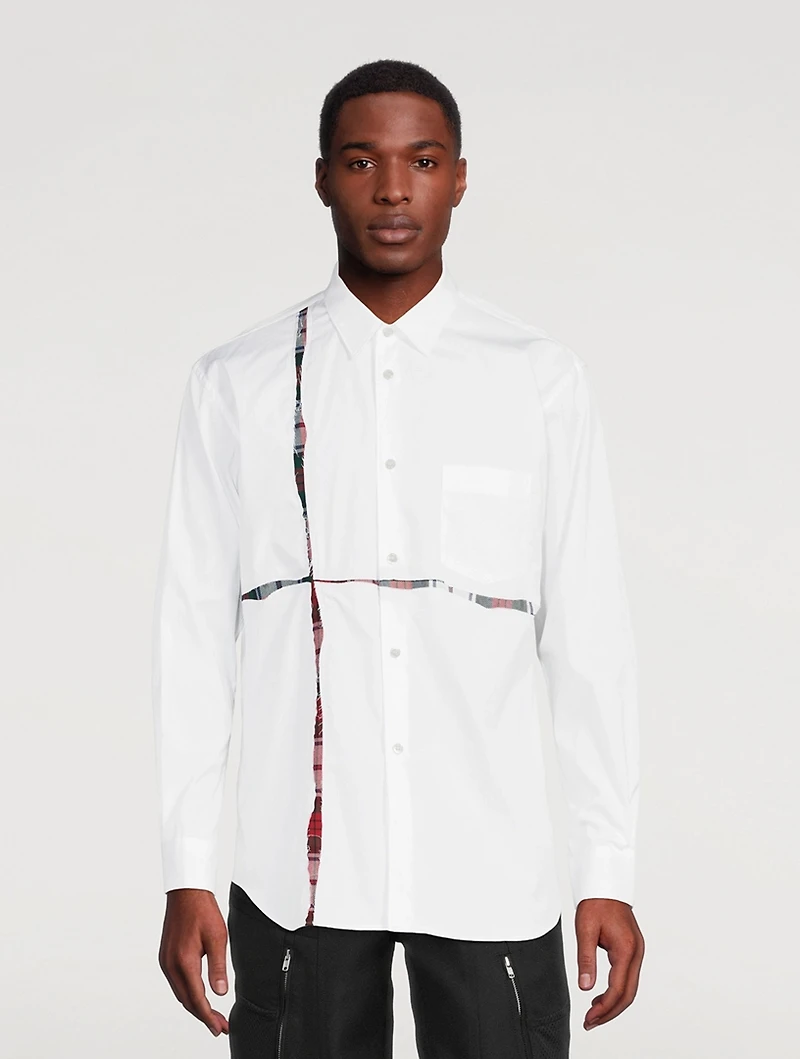 Cotton Shirt With Tartan Inlay