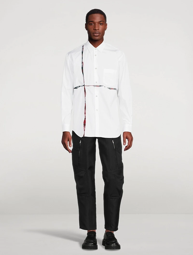 Cotton Shirt With Tartan Inlay