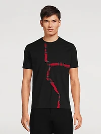 Cotton T-Shirt With Tartan Inlay